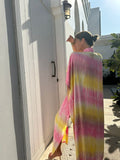 Bali Kimono with Palm Tree Gold Embroidery - Villa Yasmine