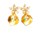 Crystal Burst Oyster Earrings - Crystal - Villa Yasmine