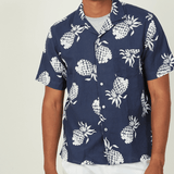 Pineapple Printed Palm Shirt - Villa Yasmine