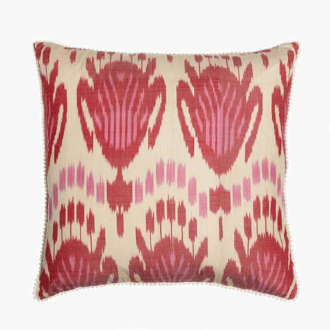 PINK AND RED SQUARE CUSHION COVER - Villa Yasmine
