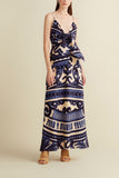 Torreta Dress Tropics Blue Linen - Villa Yasmine