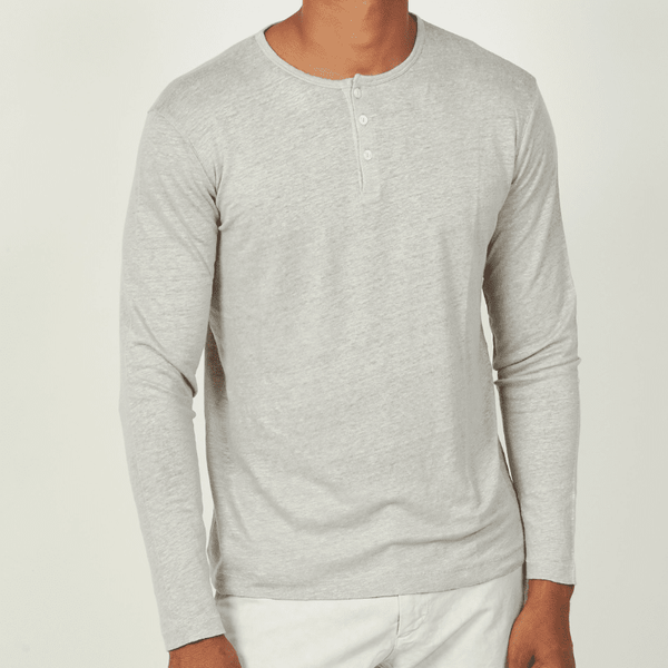 Linen Long Sleeves Henley T-shirt - Villa Yasmine