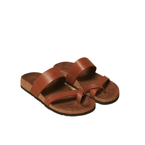 Brown Leather Sandals - Villa Yasmine